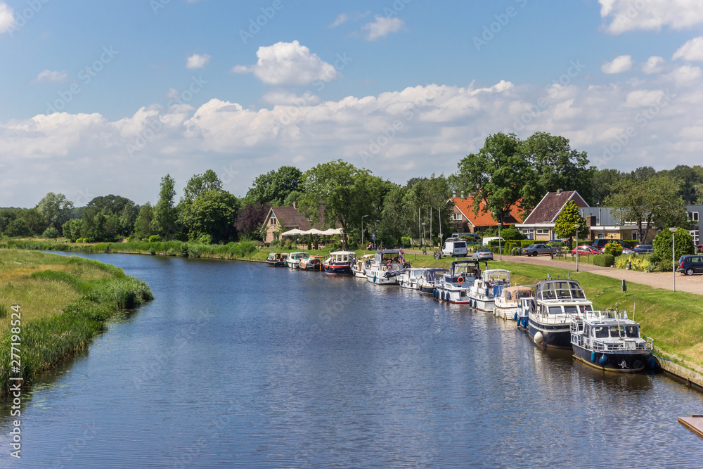 Motorboats along the canal near Echten, Netherlands