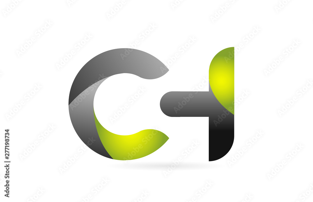 green black alphabet letter CH C H combination logo icon design Stock ...