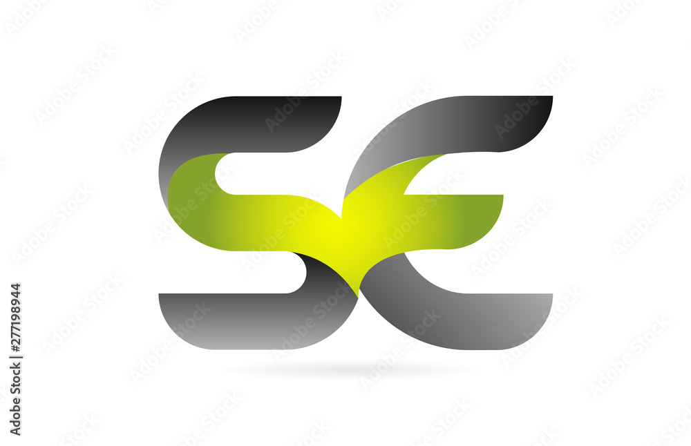green black alphabet letter SE S E combination logo icon design