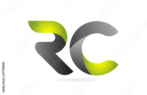 green black alphabet letter RC R C combination logo icon design
