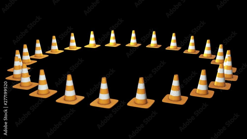 Vidéo Stock Traffic cone. Orange road sign with white stripes 3d render