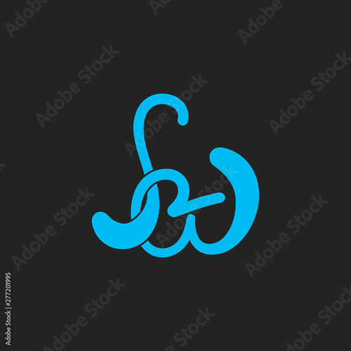 letter sw linked blue water design logo vector
