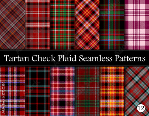 Set  Tartan Plaid Scottish Seamless Pattern