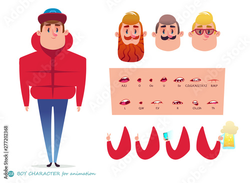 Boy character for your scenes.Parts of body template for design work and animation.