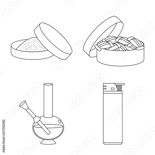 Vector illustration of health and nicotine sign. Set of health and statistics stock symbol for web.