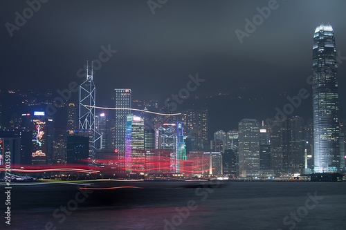 hong kong harbor at night