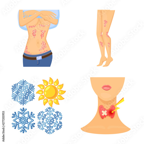 Isolated object of pain and dermatology symbol. Set of pain and healthcare vector icon for stock.