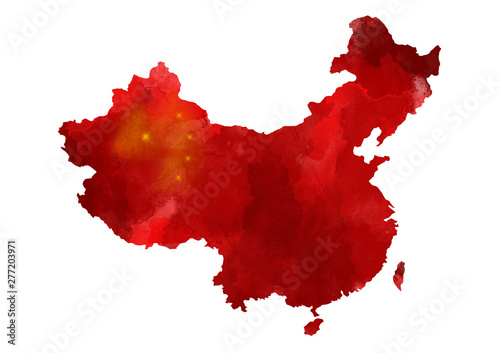 Fotografie, Obraz Abstract watercolor map of China