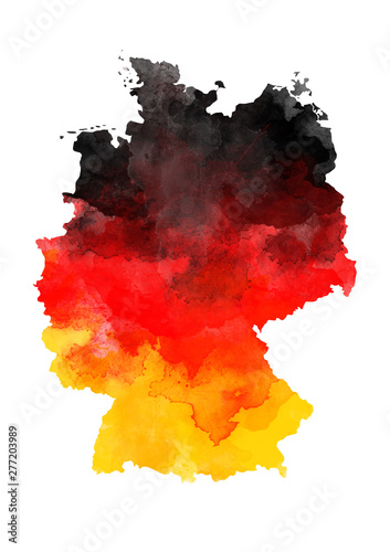 Fotografie, Obraz Abstract watercolor map of Germany