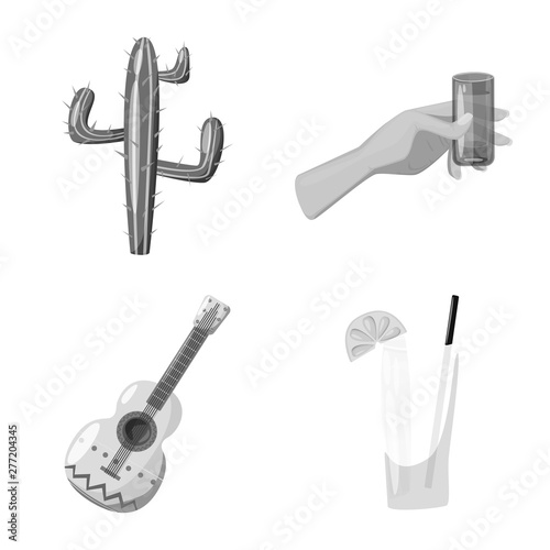 Vector illustration of fajita and fiesta symbol. Set of fajita and celebration stock symbol for web.