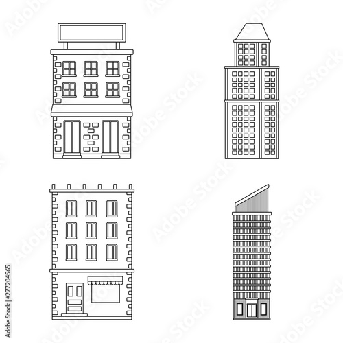 Vector illustration of architecture and exterior logo. Set of architecture and city stock symbol for web.