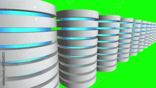 Futuristic server hard disk and database block or battery cell. Web Hosting or cloud computing concept. 3d render Video available in 4k FullHD and HD render footage