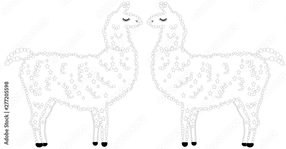  Coloring page of cartoon lama. illustration, coloring book for kids Bildidee 