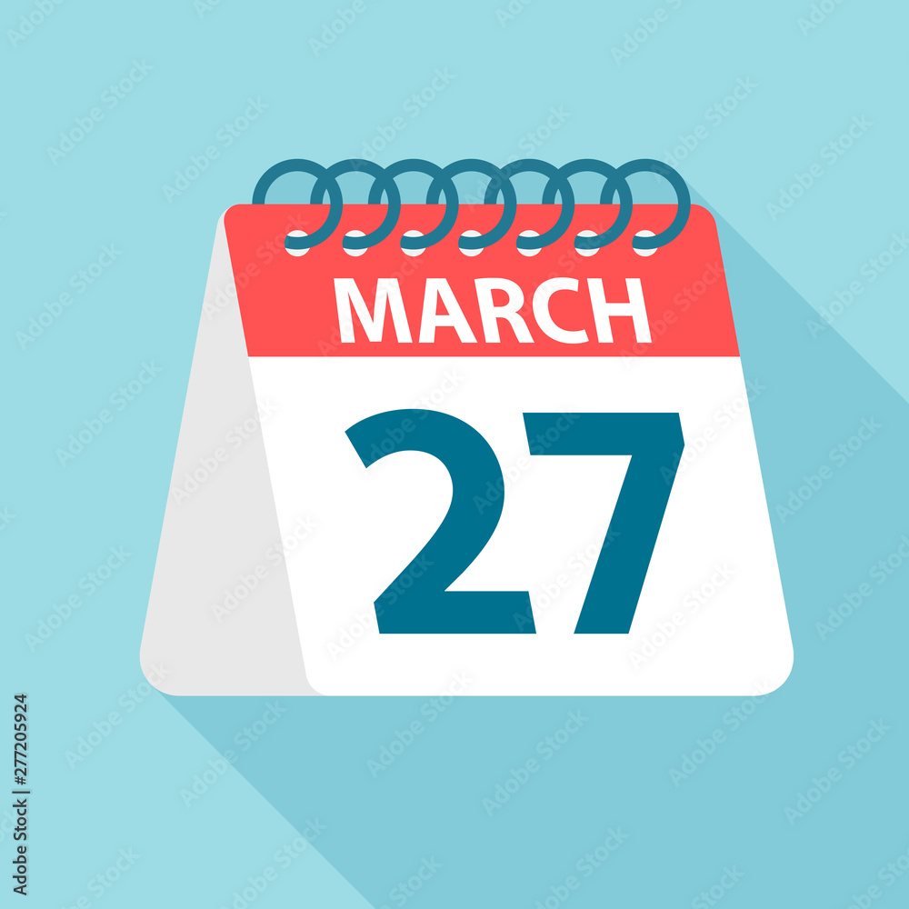 March 27 - Calendar Icon. Vector illustration of one day of month. Calendar Template March 27 - Calendar Icon. Vector illustration of one day of month. Calendar Template