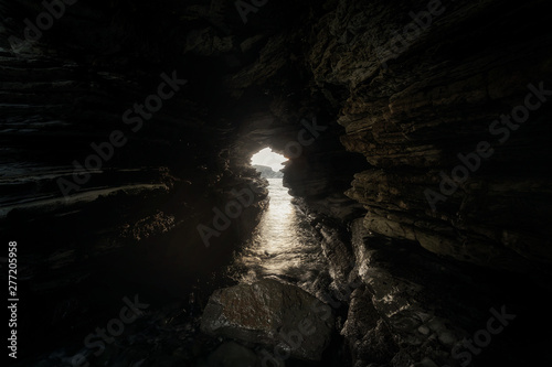 Sea cave in Plentzia, Bizkaia, Vizcaya, Spain