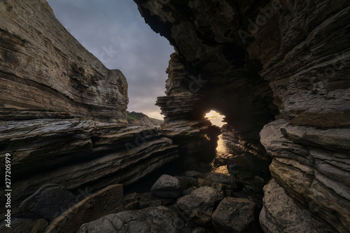 Sea cave in Plentzia, Bizkaia, Vizcaya, Spain