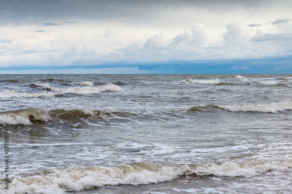 Gray and stormy Baltic sea, Latvia coast.