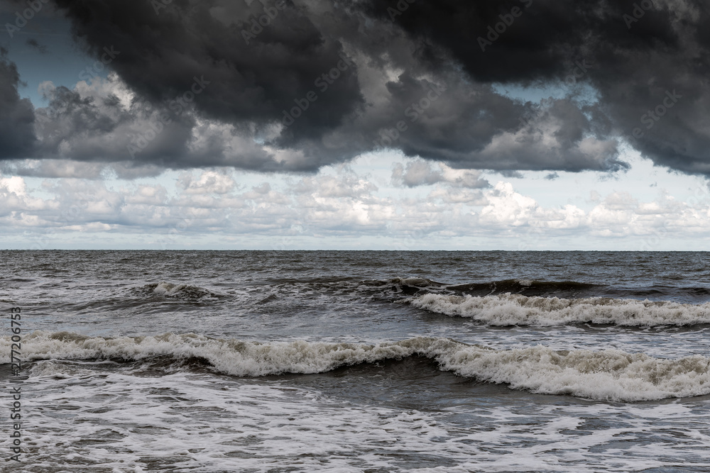 Gray and stormy Baltic sea, Latvia coast.