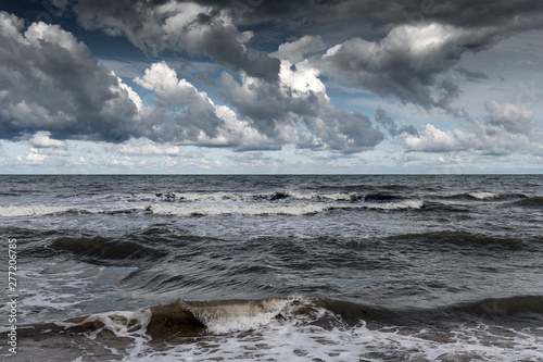 Gray and stormy Baltic sea  Latvia coast.