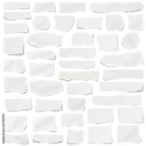 Set of paper different shapes fragments isolated on white background