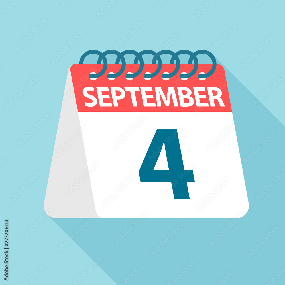 September 4 - Calendar Icon. Vector illustration of one day of month. Calendar Template September 4 - Calendar Icon. Vector illustration of one day of month. Calendar Template
