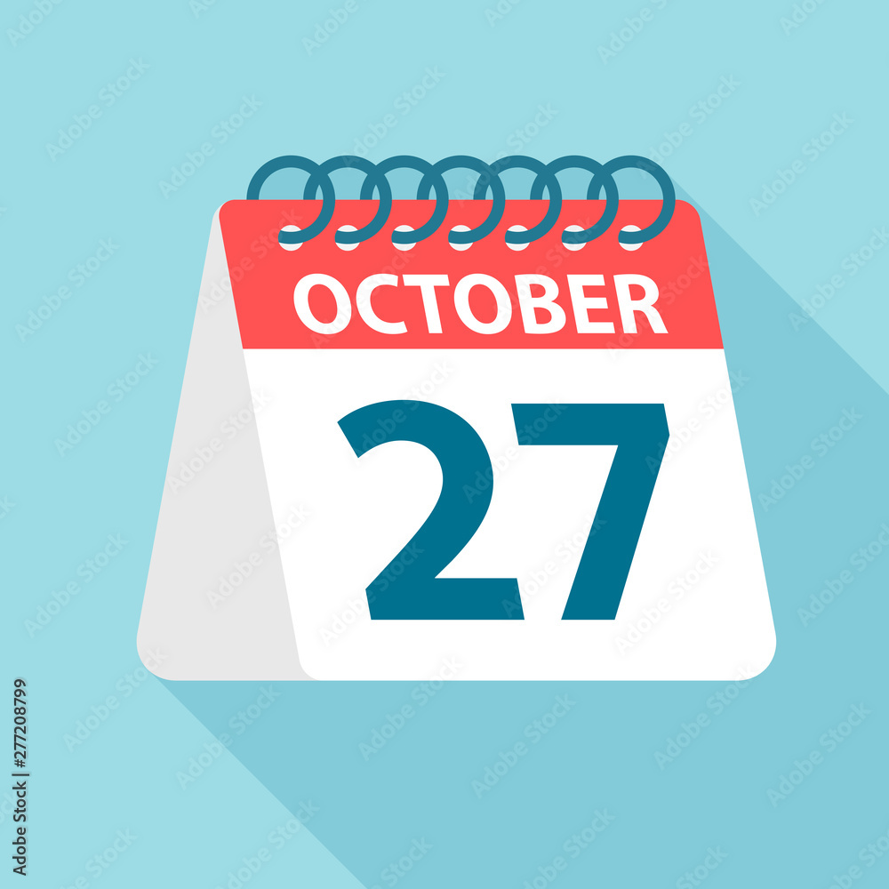 October 27 - Calendar Icon. Vector illustration of one day of month. Calendar Template October 27 - Calendar Icon. Vector illustration of one day of month. Calendar Template