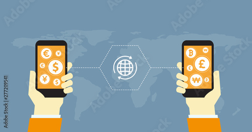 flat business design money exchange and transfer concept