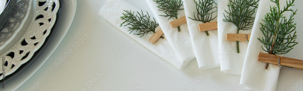 Preparations about arranging the table for winter holidays. Winter decoration, DIY Preparations about arranging the table for winter holidays. Winter decoration, DIY