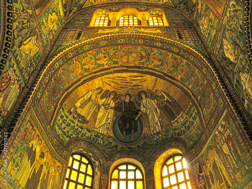 RAVENNA, ITALY - NOVEMBER 21, 2012 The Basilica of San Vitale in Ravenna, Italy. Famous Italian Basilica di San Vitale with very beautiful Byzantine mosaic and art is world cultural landmark.
