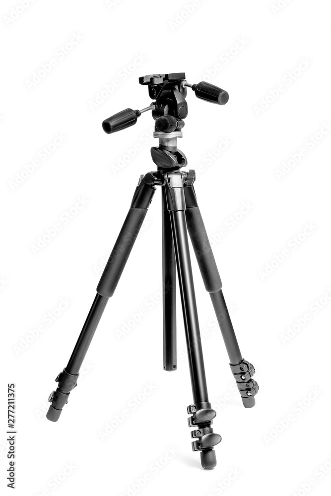 tripod for photo camera in photo studio on white background close-up tripod for photo camera in photo studio on white background close-up