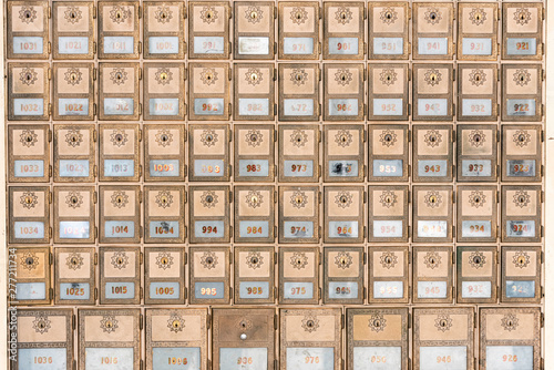Mid-Century Design Brass Post Office Mailboxes