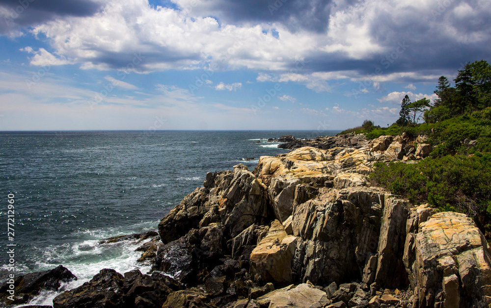 Ocean cliffside view in Kennebunkport, Maine