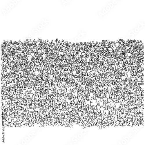 crowd of sport fans on stadium vector illustration sketch doodle hand drawn with black lines isolated on white background