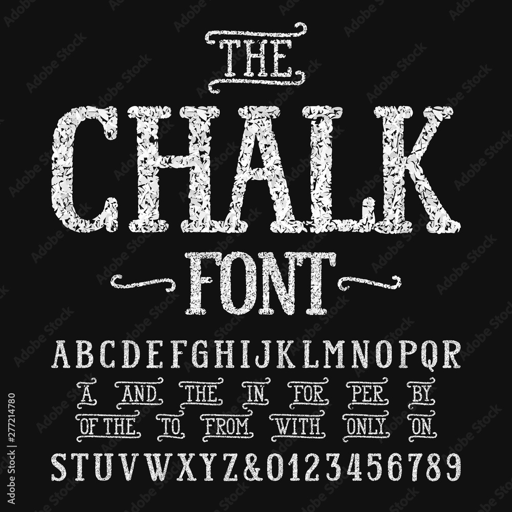 Chalk alphabet font with catchwords. Handwritten uppercase letters and ...