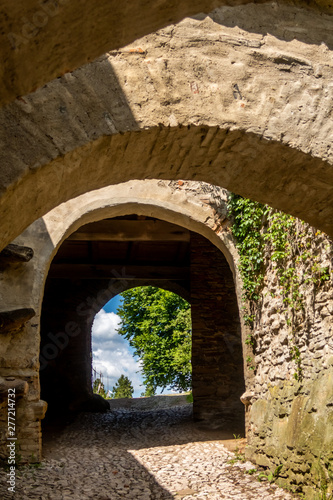 Splendid archway gate at the UNESCO World Heritage Site of Biertan Fortified Church. Location  Biertan  Sibiu County  Transylvania  Romania
