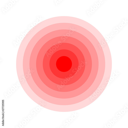 Pain circle. Red rings. Symbol throbbing pain. Medical design icon. Vector illustration