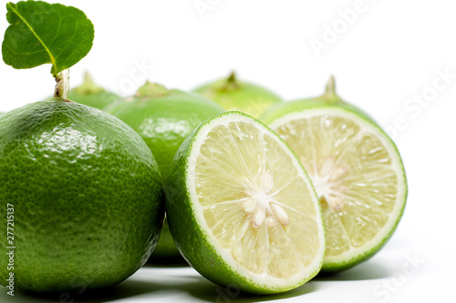 Green lime on white backgro...