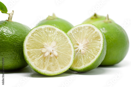 Green lime on white backgro...