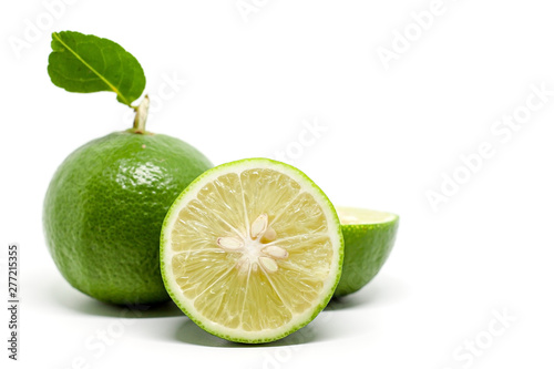 Green lime on white backgro...