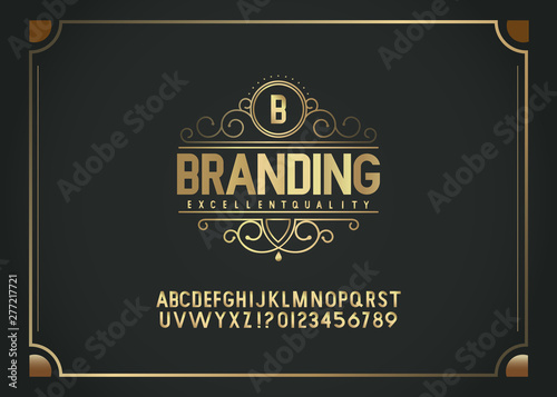 Elegant Golden Colored  Alphabet Font.