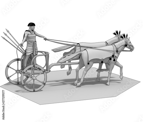 3d render, persian chariot, illustration