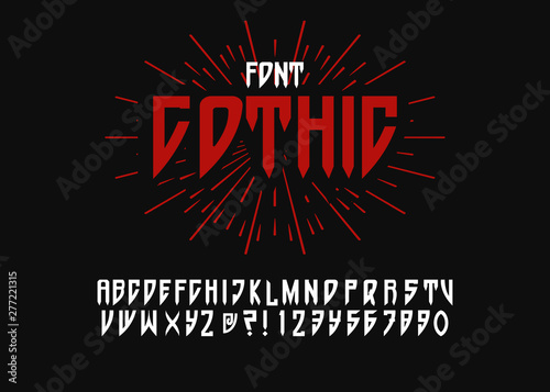 Sanserif blackletter font with rounded corners. Black font on light background