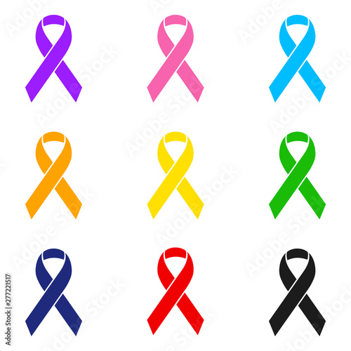 Set of collored ribbons icon. Vector.