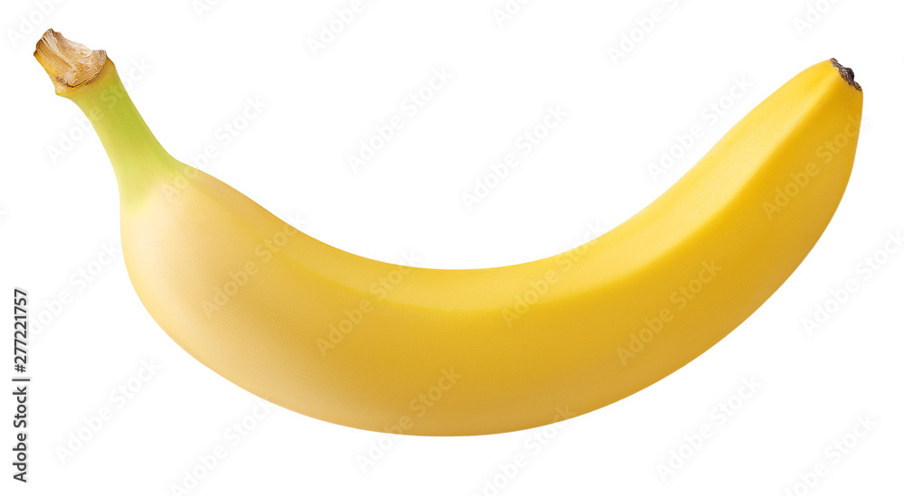 one banana isolated on white background with clipping path