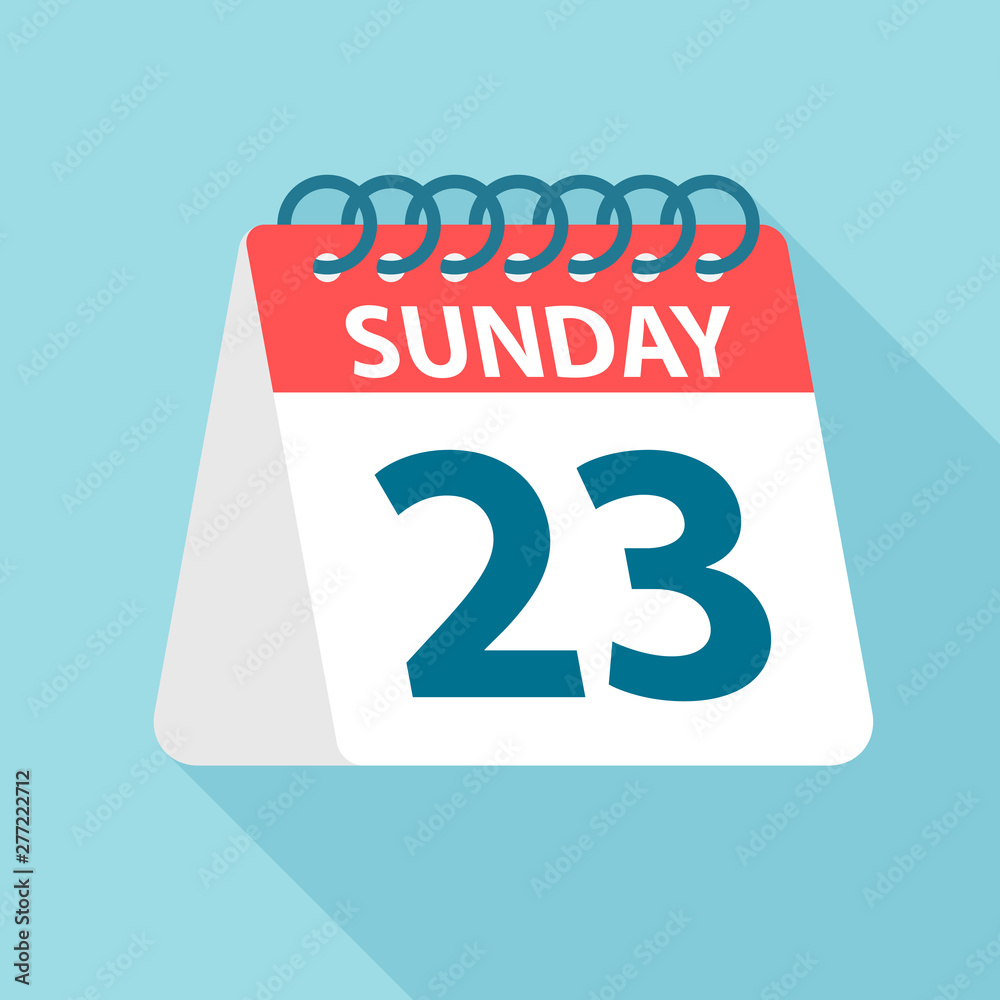 Fototapeta premium Sunday 23 - Calendar Icon. Vector illustration of week day paper leaf. Calendar Template