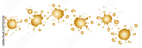 Golden splashes or blothes illustration. Kleckse in Gold.