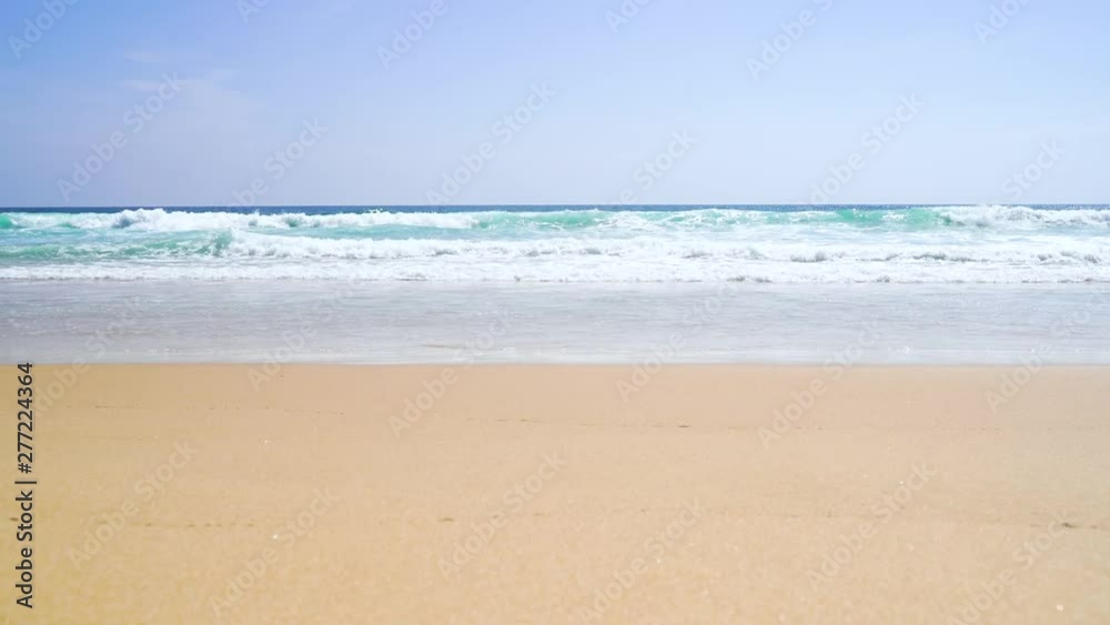 Tropical beach afternoon view, of the plane is down near the airport. tropical white sand beach. Sea waves seamless loop on the beautiful sand beach,Phuket Thailand. Tropical beach afternoon view, of the plane is down near the airport. tropical white sand beach. Sea waves seamless loop on the beautiful sand beach,Phuket Thailand.