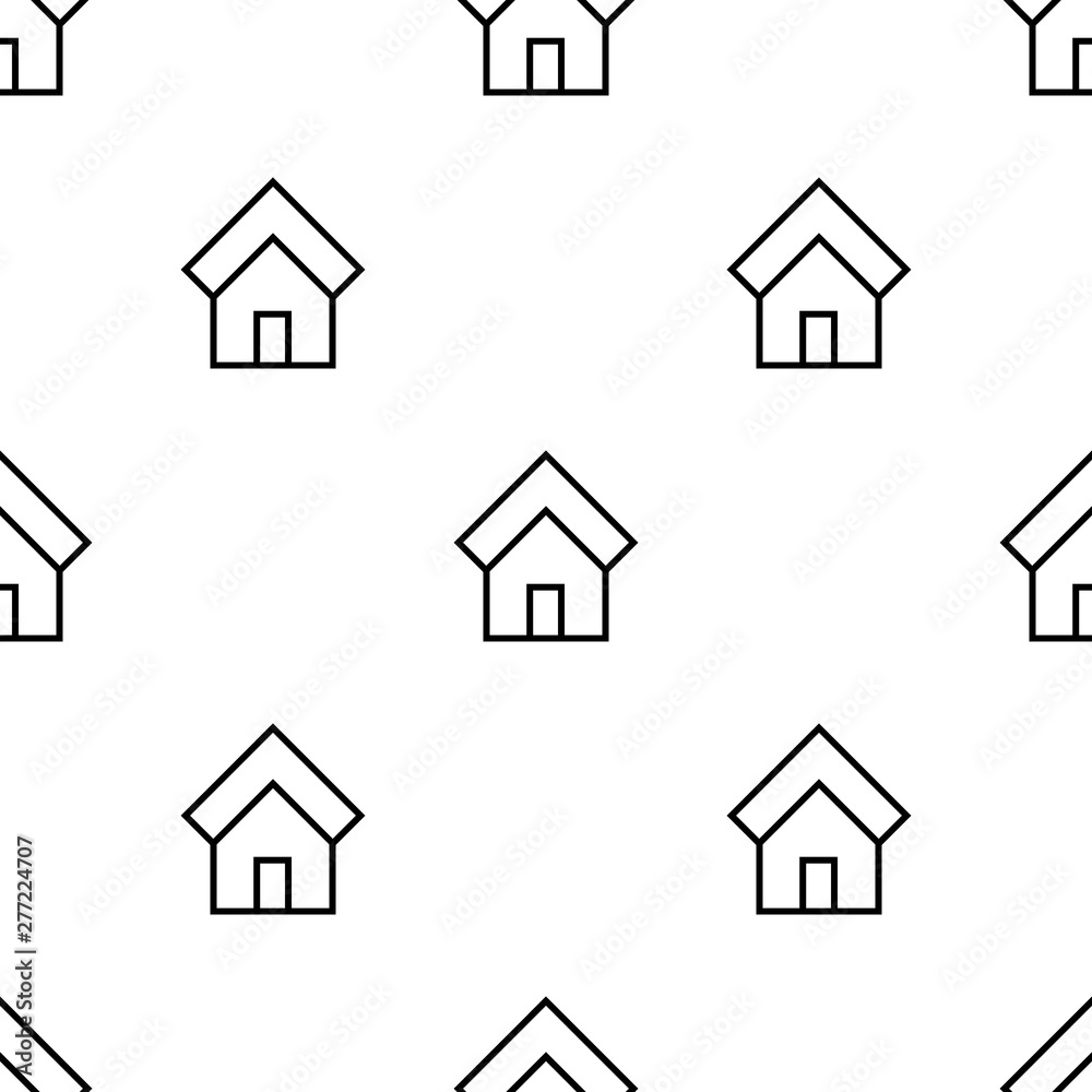Seamless pattern with home icon on white background. Vector illustration for design, web, wrapping paper, fabric.