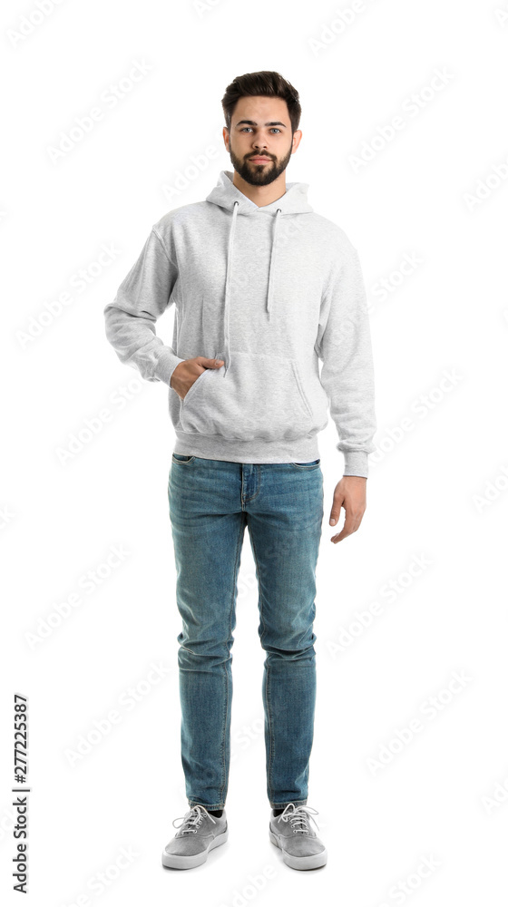 Full length portrait of young man in sweater isolated on white. Mock up for design Full length portrait of young man in sweater isolated on white. Mock up for design