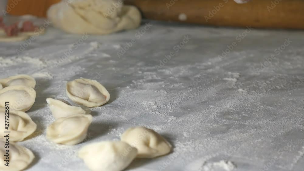 In the kitchen we make dumplings, hand-made flour and meat In the kitchen we make dumplings, hand-made flour and meat